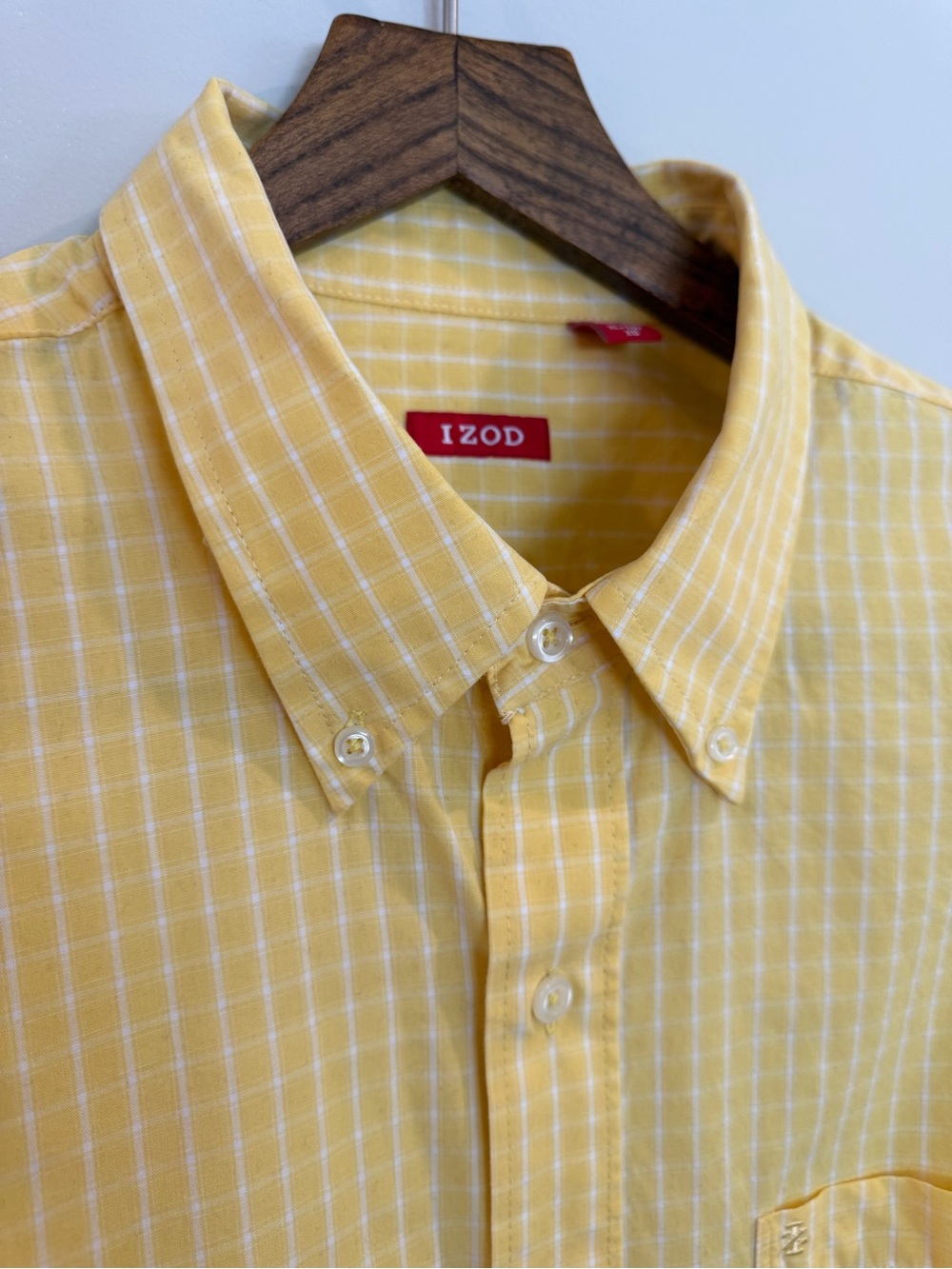 IZOD Yellow Micro-Check Button Down – XL - Picture 3 of 11